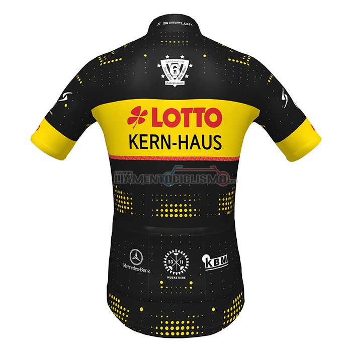 Abbigliamento Ciclismo Lotto-Kern Haus Manica Corta 2022 Nero Giallo